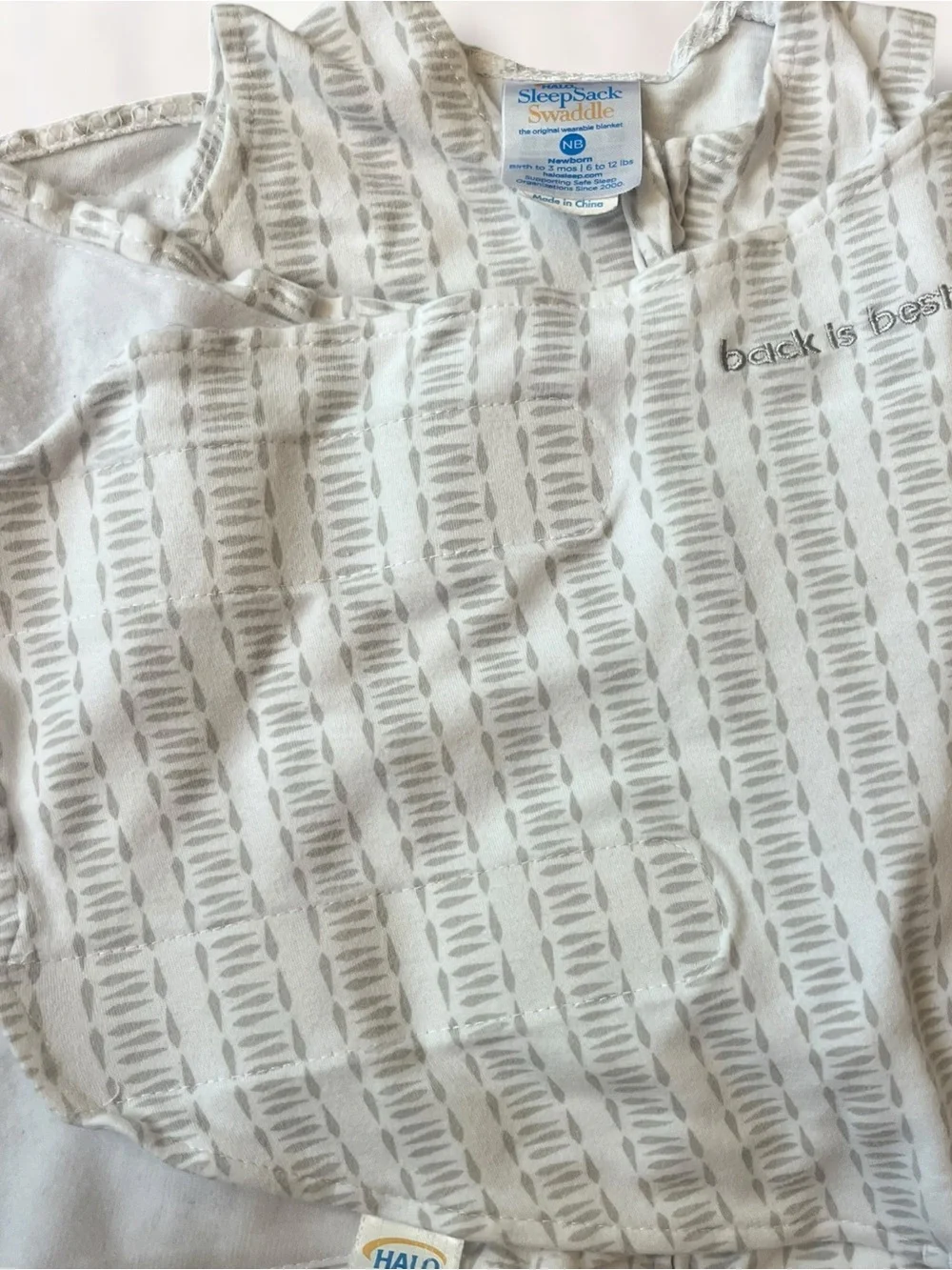 Halo Sleep Sack Swaddle Newborn- grey and white